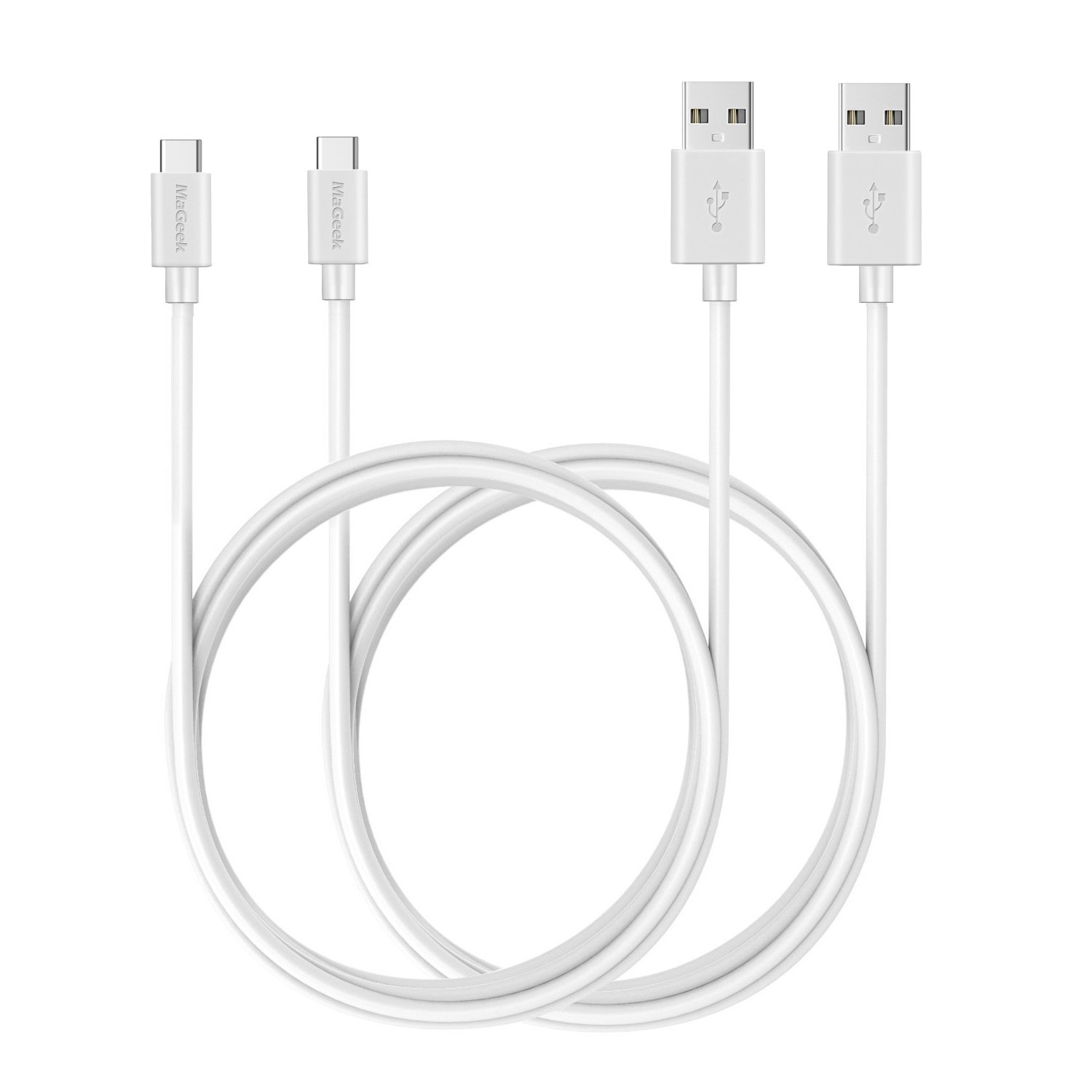 MaGeek USB Type C Cable, (2-Pack) (1.8m / 6ft) Extra Long USB C to USB 2.0 Cables for Samsung Galaxy S8,S8 Plus, Nexus 6P, LG G6, new MacBook, Google Pixel XL,OnePlus2 and more (White)
