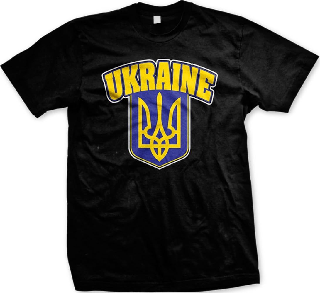 Emo Ukraine Trident Crest Mens T-shirt, Ukrainian National Pride Men’s