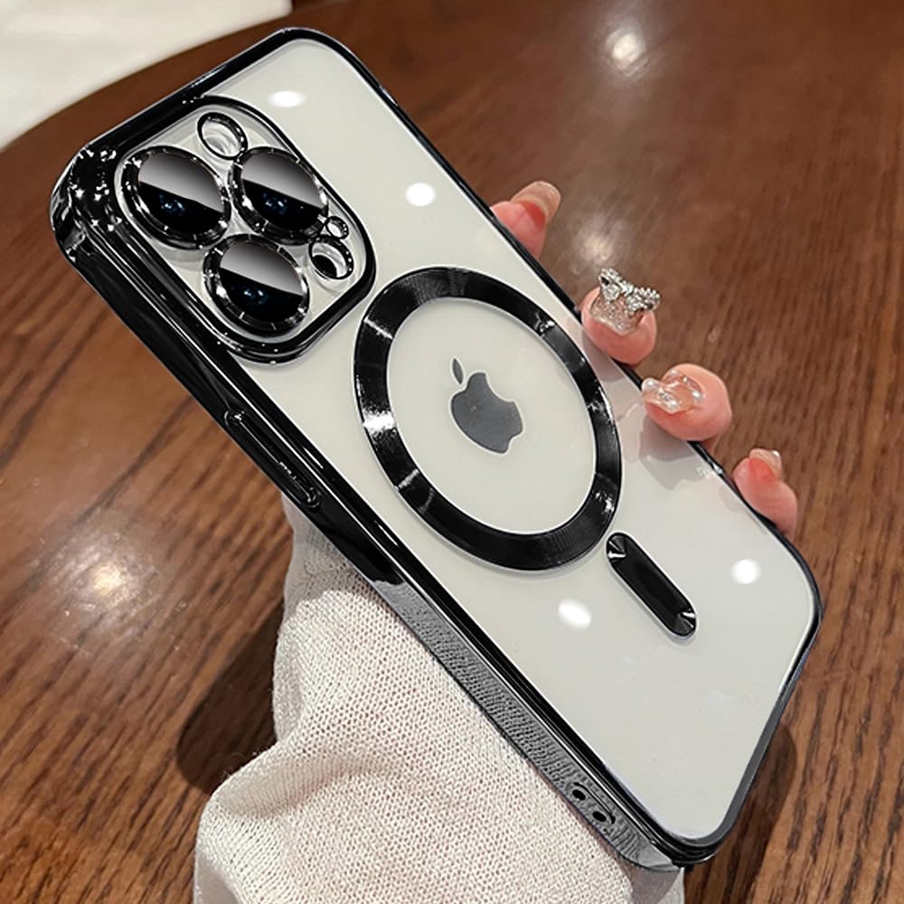 Photo 1 of ZinLyuen Magnetic Case for iPhone 16 Pro Case Clear Compatible with MagSafe Built-in Camera Lens Protector Soft Slim Shockproof Phone Case Cover for iPhone 16 Pro 6.3" - Black