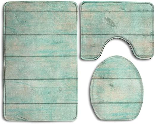 Juego de 3 Alfombrillas de baño de Madera rústica y Envejecida, en