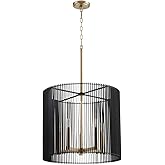 Quorum 819-5-80 Transitional Five Light Pendant from Finura Collection in Brass - Antique Finish,