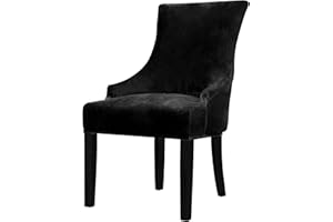 Lellen Velvet Stretch Wingback Chair Cover Slipcover - Reusable Arm Chair Protector Cover for Dining Room Banquet Home Decor etc Machine Washable Hand Washable(Set of 1,Black)