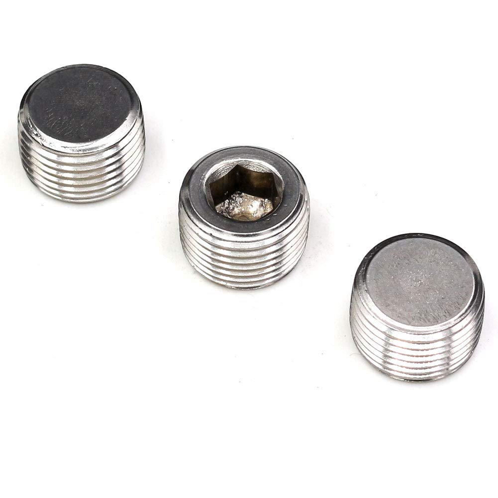 CEKER Stainless Steel 3/8" NPT Male Thread Pipe Plug Internal Hex Socket Pipe Fitting 3packs