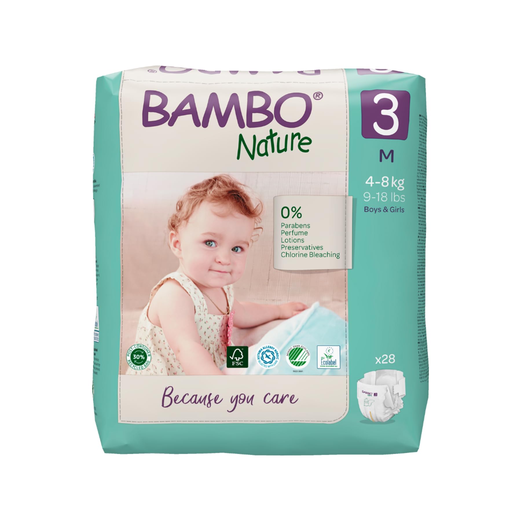 Bambo Nature Midi 4-8 kg, White, Size 3 (1 X Pack Of 28)