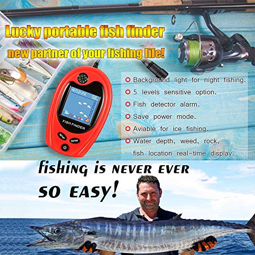LUCKY Portable Fish Finder Fish Detector Device Handheld Depth Finder