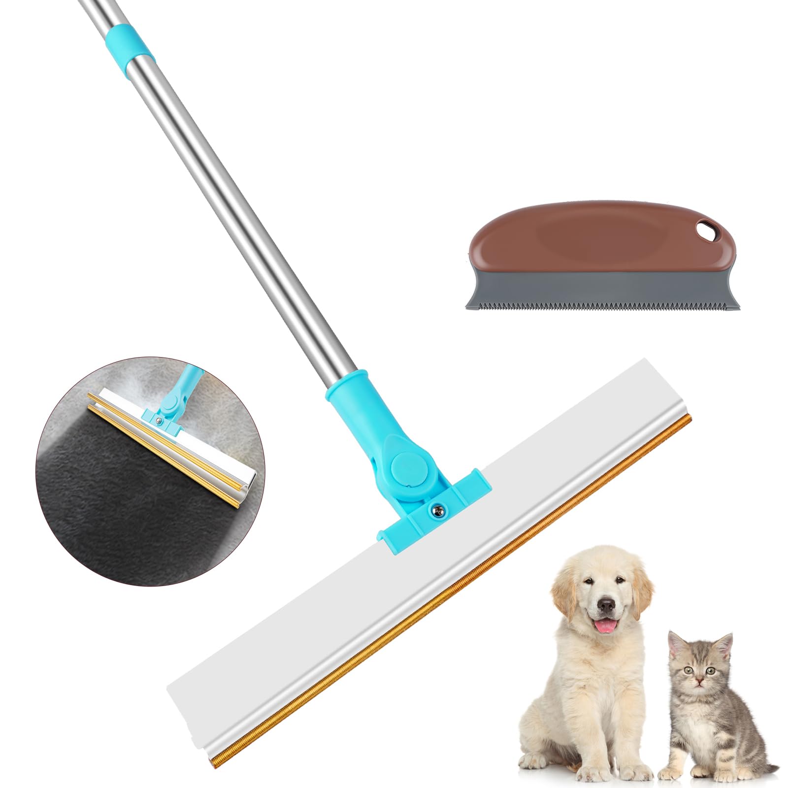 Photo 1 of Carpet Rake for Pet Hair Removal - Heavy-Duty Metal Scraper & Lint Brush with 45" Adjustable Handle, Reusable Large Pet Hair Remover Tool for Carpets, Rugs, Mats, Couch, Pet Beds,Furniture