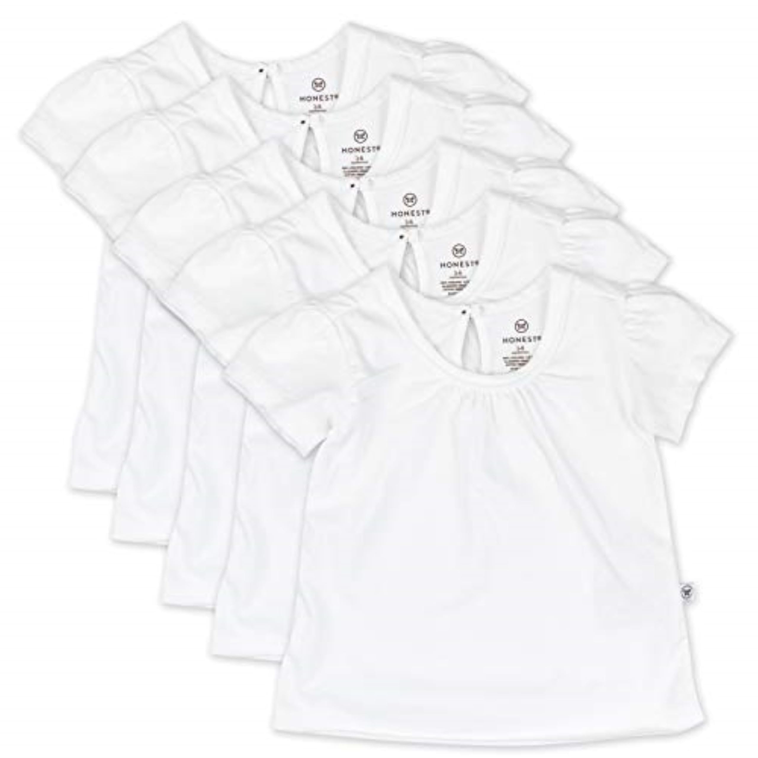 HonestBaby 5-Pack Puff Sleeve T-Shirts 100% Organic Cotton Baby, Toddler, Little Kid, Girl, 5-Pack Bright White, 7 Years Image HonestBaby 5-Pack Puff Sleeve T-Shirts 100% Organic Cotton Baby, Toddler, Little Kid, Girl, 5-Pack Bright White, 7 Years Image
