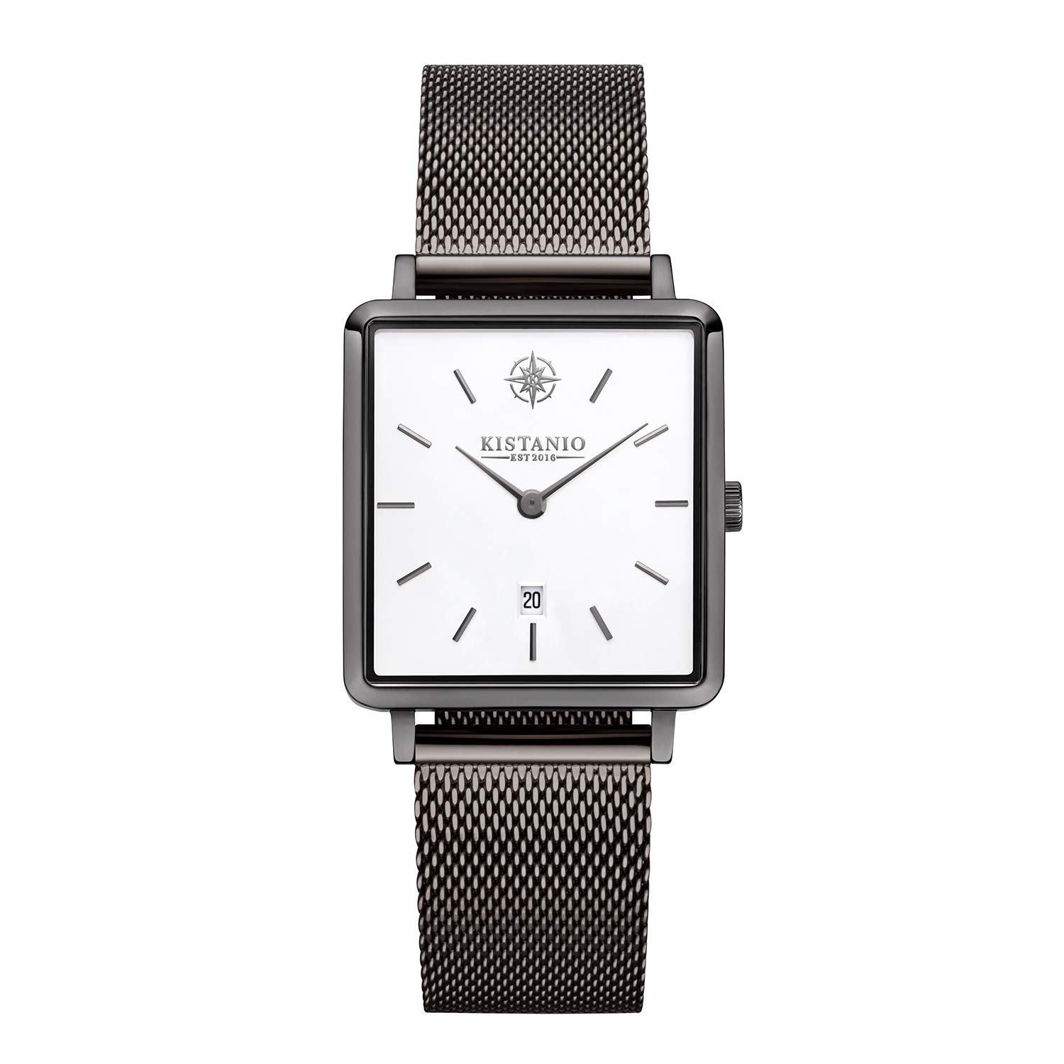 Kistanio Carré GM-WH-M Women's Watch with Milanese Band Date Stainless Steel Gunmetal Sapphire Glass