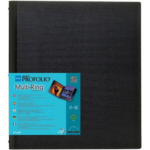 Itoya Art Portfolio Multi-Ring Refillable Binder (13 x 19") RB1319 + Itoya Art Portfolio Polyglass Refill Pages 13x19 + Photo4Less Cleaning Cloth + Deluxe Presentation Bundle