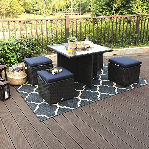 PHI VILLA Outdoor Sectional Wicker Sofa Sets Patio FurnitureRattan
