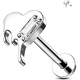 Jewseen G23 Titanium 16g Internally Threaded Flat Back Earrings Heart Helix Earrings Cartilage Stud Conch Tragus Piercing Jewelry Lip Nose Stud for Women