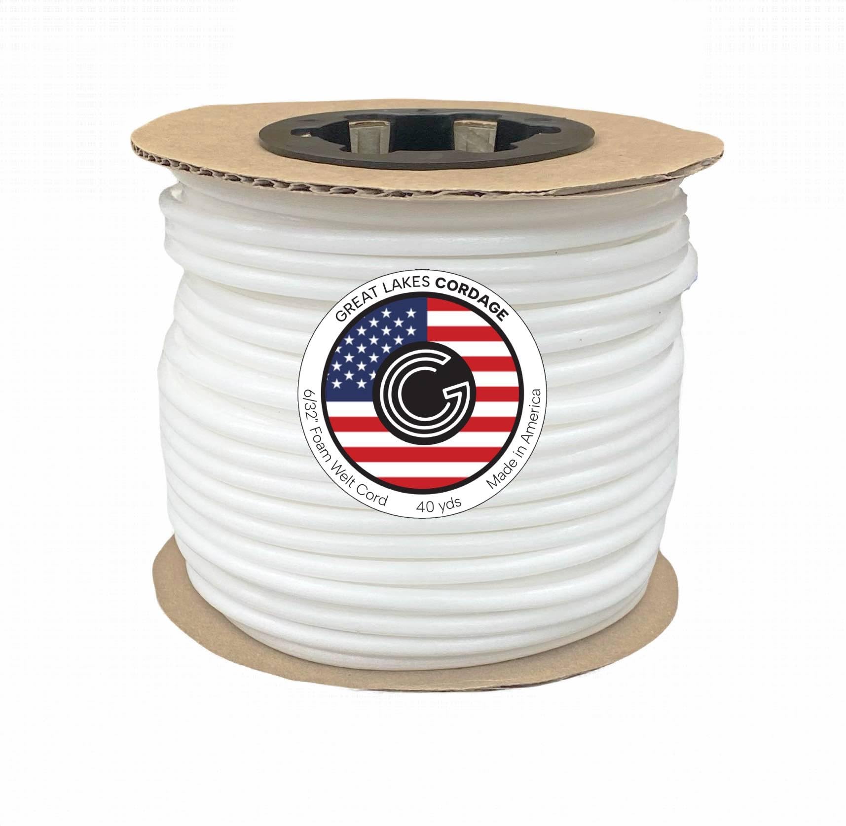 Upholstery Plastic Foam Welt Cord Piping Firm Made in USA 6/32" - 3/16" (40 Yards)