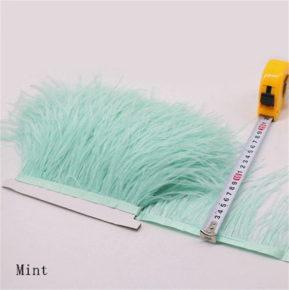 34 Colours Quality Ostrich Feather Trimming Fringe for Millinery Craft Dress Making (Mint) — image 1