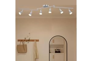 LURNOFY 6 Light Kitchen Track Lighting, Flexible Chrome Track Lighting Fixture Ceiling, Track Light Ceiling with GU10 Base for Kitchen, Corridor, Exhibition Hall (Bulbs Not Included)