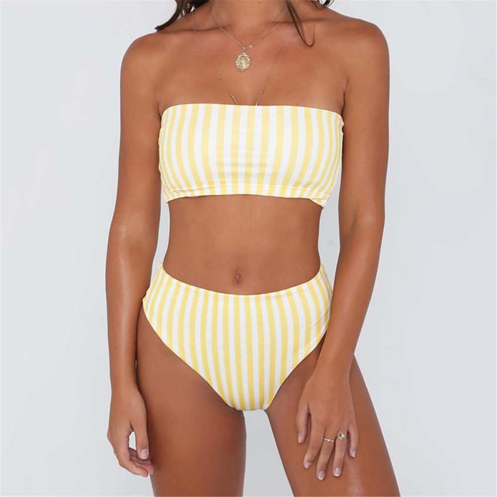 striped strapless bikini