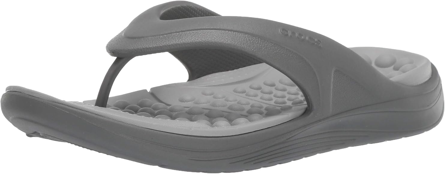 grey croc flip flops