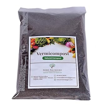 Shri Raj Aggro Vermicompost for Home Plants 1kg | 100% Natural Cow Dung Compost Manure for Home Gardening Plants - 1Kg