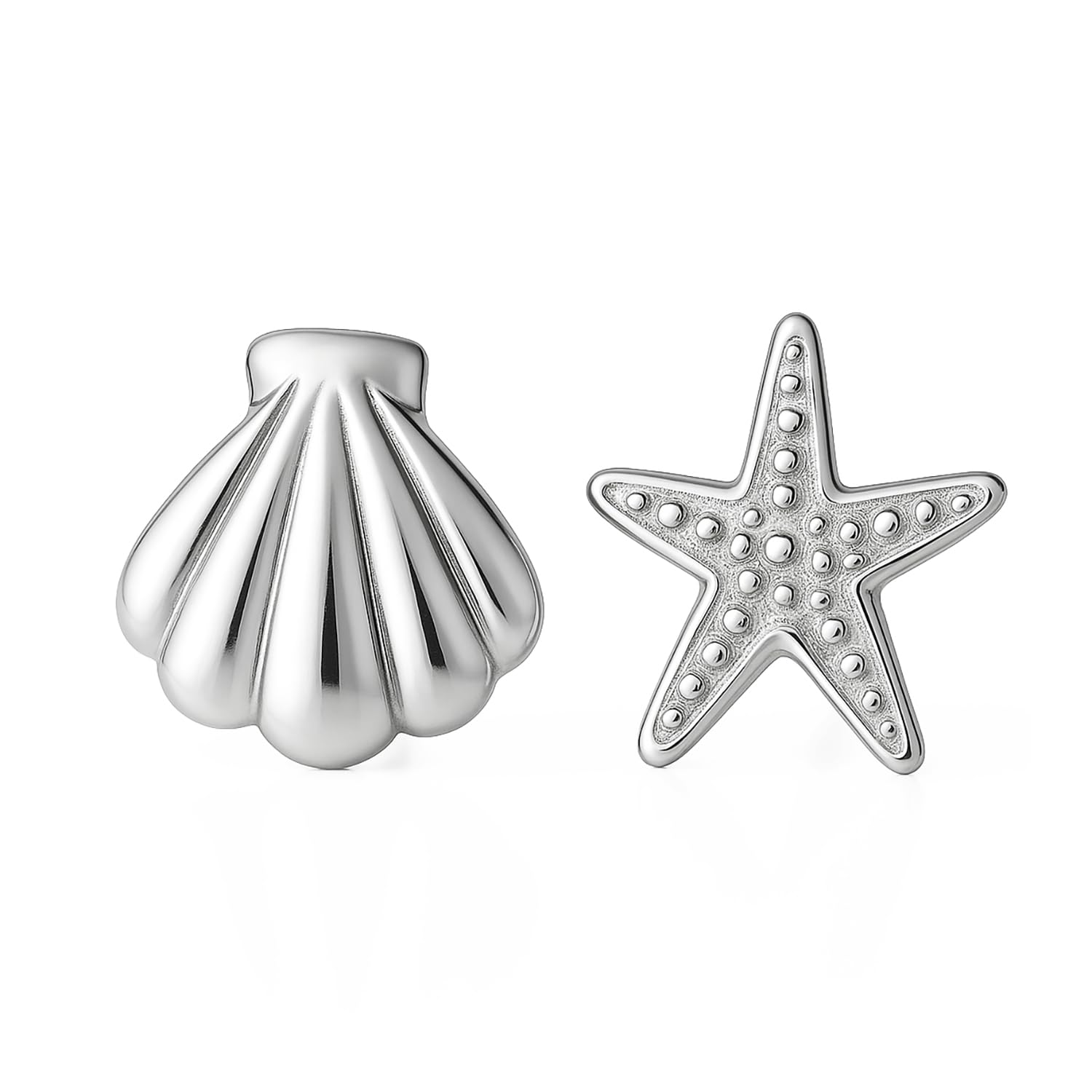 Tuscany Silver Women's Sterling Silver Starfish and Shell Stud Earrings