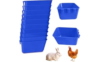 AMZSYLV Pack of 10 Cage Cups Birds Feeders Seed Bowl Chicken Feeding Watering Dish Rabbit Water Food Hanging Wire Cages Box 16 oz Coop Cups for Pet Parrot Parakeet Game Fowl Poultry Pigeon