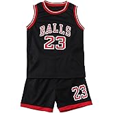 Admireme Toddler Kids Sports Shorts Set Baby Boys Girls Jerseys 2 Piece Basketball Tank Top Mesh Shorts Set (Black, 18 Months)