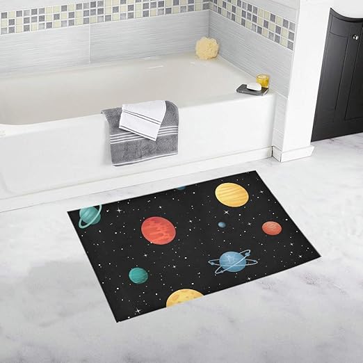 Amazon Com Soft Non Slip Rustic Farmhouse Bathroom Decor Cartoon Space Shiny Solar System Planet Girly Bath Mat Luxurux Bathroom Rug Mat Absorbent Microfiber For Bathroom Rugs Machine Wash 20x32inch Kitchen Dining