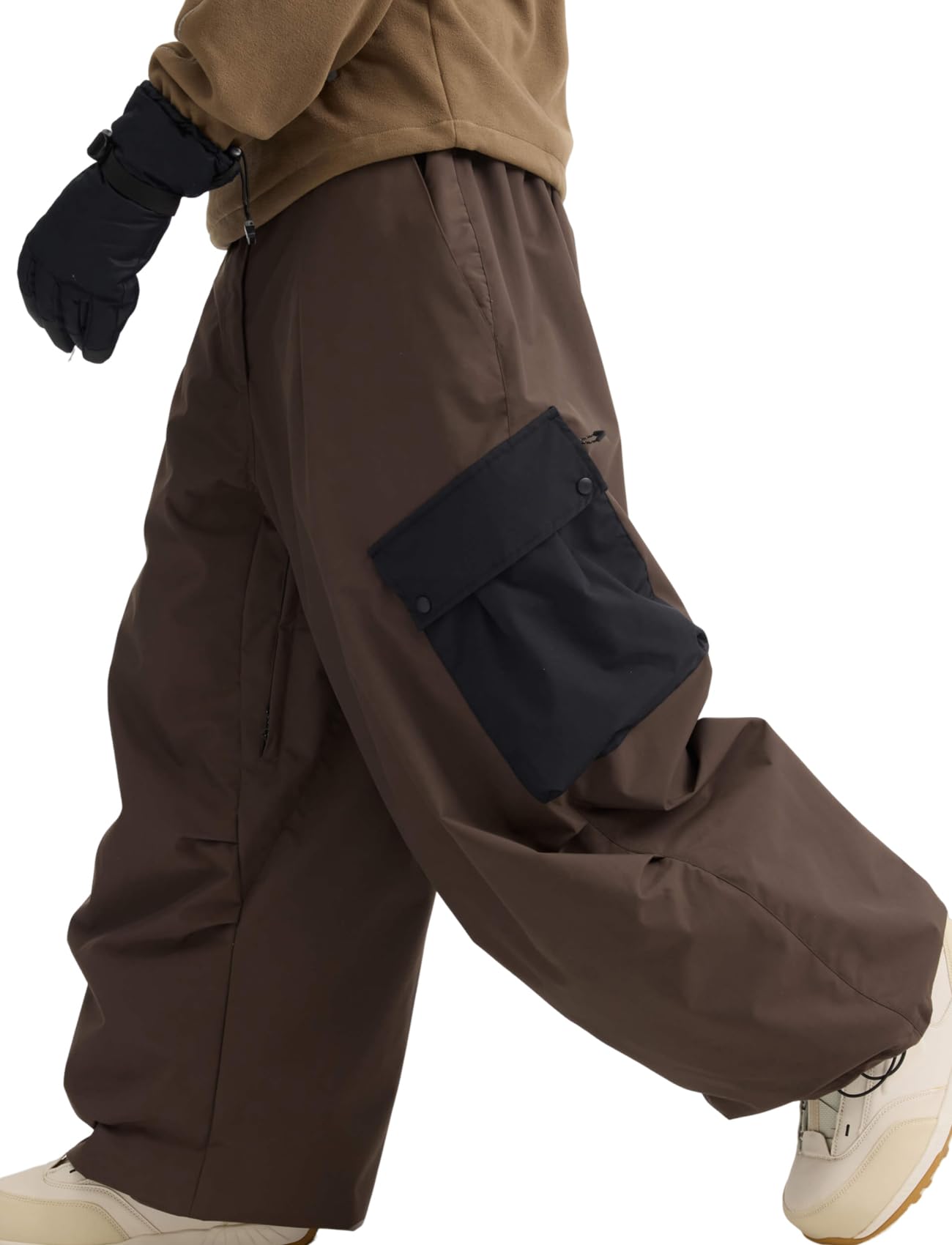 Photo 1 of GSOU SNOW Womens Mens Baggy Snow Pants Cargo Snowboard Pants Ski Super Loose Sport Outdoor Insulation Waterproof Coffee Black