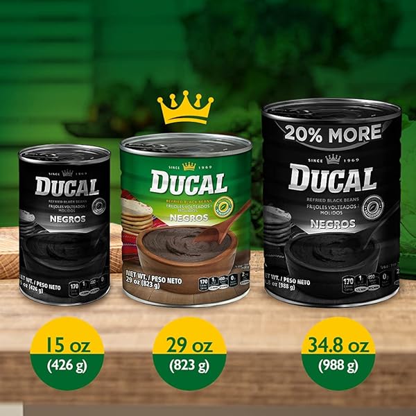 DUCAL BLACK REFRIED BEANS ORGANIC 29 OZ – INSTANT VEGETARIAN REFRIED BLACK BEANS, NON-GMO AND GLUTEN-FREE – EXCELLENT SOURCE IN PROTEIN AND IRON, CHOLESTEROL FREE