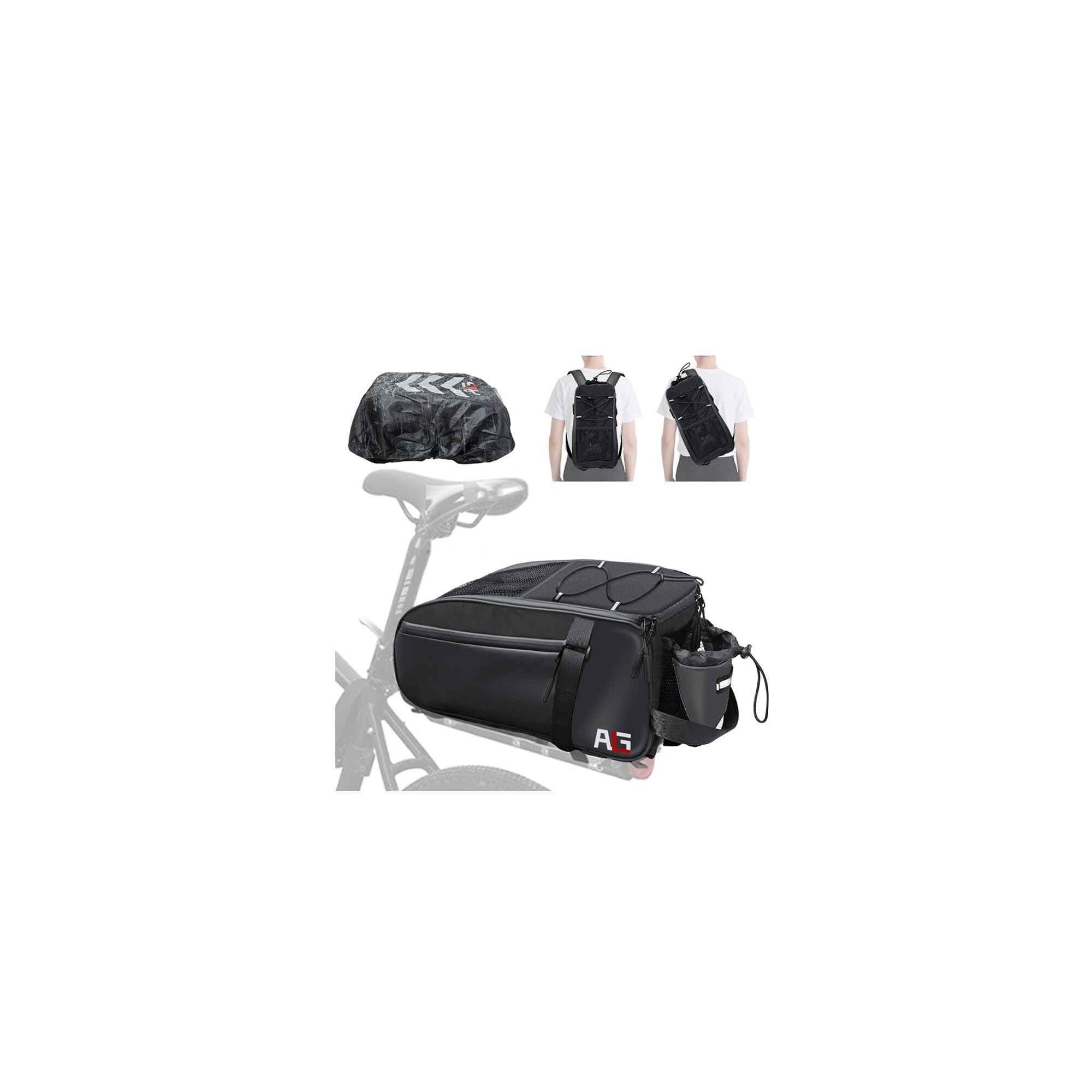 Photo 1 of AO LI GEI Bike Bags for Bicycle Rear Rack - 15L Waterproof Ebikes Trunk Bag with Rain Cover & Water Bottle Holder,Reflective Bike Pannier Saddle Bag for Commuter Travel Outdoor