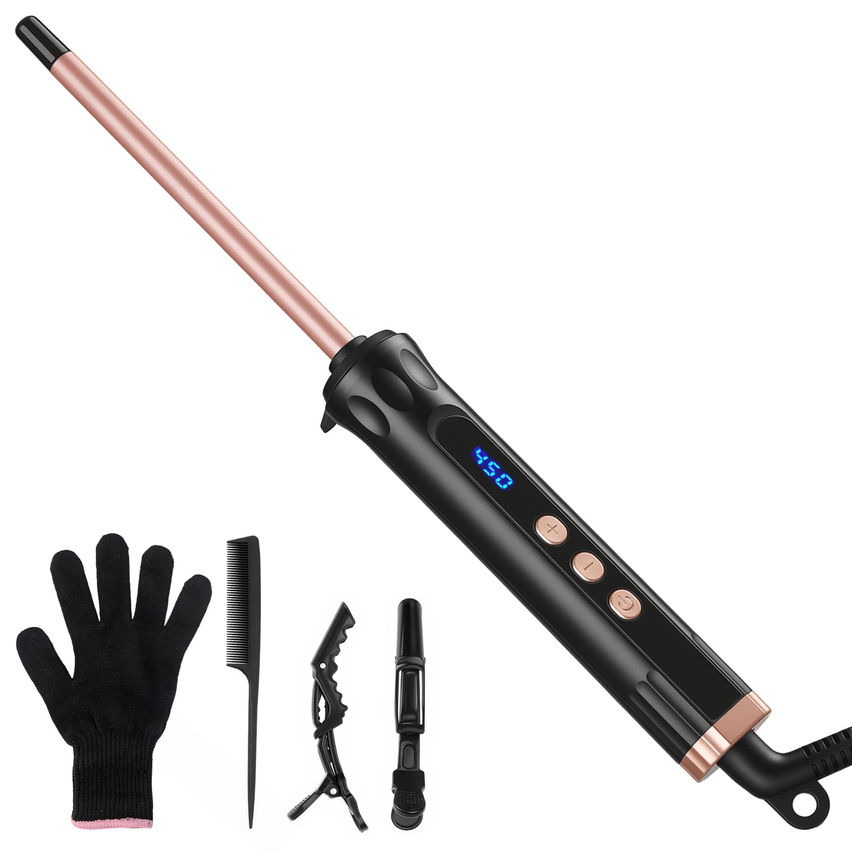 Photo 1 of 3/8 Inch Curling Iron Wand for Long Short Hair, Small Ceramic Barrel Hair Curler with Adjustable Temperature, 9mm Mini Curling Irons for Springy Spiral Tight Curls, Dual Voltage