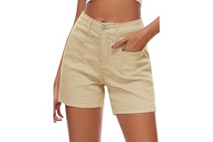 Rasutina Women Stretchy Jean Shorts High Waisted Denim Shorts for Women Chino Cargo Shorts Women's Summer Jorts