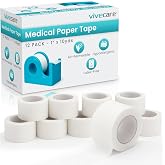 Vivecare Medical Paper Tape - Hypoallergenic Surgical Tape for Wound Care | Breathable, Gentle &amp; Latex-Free First Aid Tape - Easy-to-Tear Adhesive Tape for Sensitive Skin, Bandages &amp; Gauze (1''x10yd)
