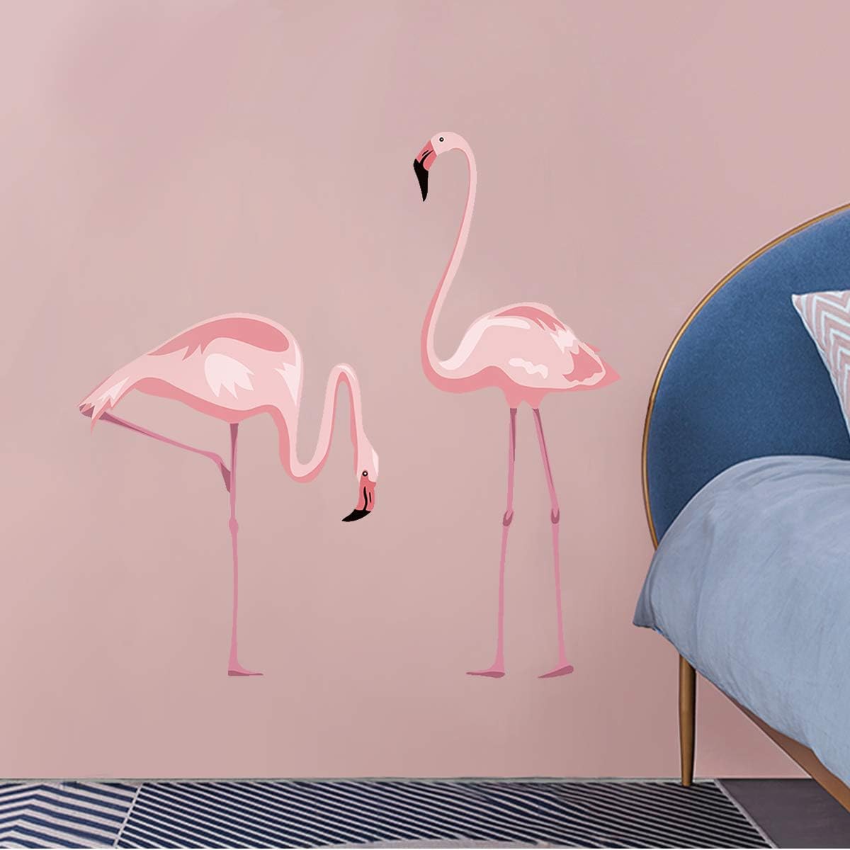 DecalMile Pink Flamingo Wall Stickers Peel and Stick Wall Decals for Bedroom Living Room Kids Room Wall Decor - Image 3