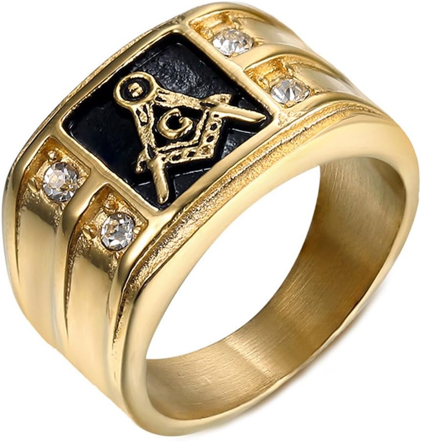 Men's Jewelry Titanium Steel Vintage European And American Style Masonic Religious AG Rings