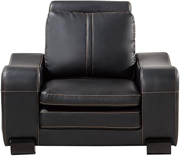 Amazon Com American Eagle Furniture Mid Century Modern Upholstered Living Room Chair And Ottoman Set Set Of 2 Black Furniture Decor