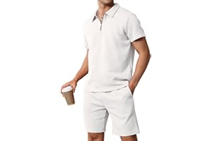 Mens Short Sets 2 Piece Summer Outfits Polo Shirt and Shorts Set Casual Short Sleeve Sweatsuit Tracksuit Loungewear