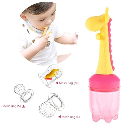 Dqtye Cartoon Baby Food Feeder Silicone Teether Pacifier Teething