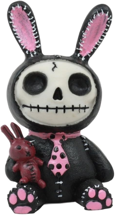 Amazon Ebros Furry Bones ブラックとピンク ウサギ スケルトン モンスターフィギュア 高さ3インチ お団子 スケルトン 毛皮骨 ブードゥーウサギ人形とピンクの水玉タイ 装飾用収集玩具 置物 オブジェ オンライン通販