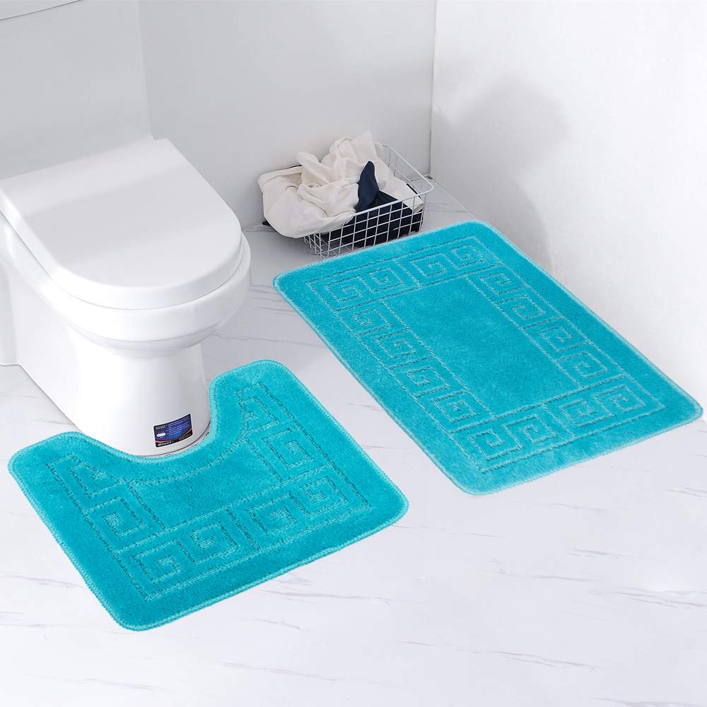 Homcomodar Badematten Set 2 Stück Waschbare Badteppich Set mit U-förmig