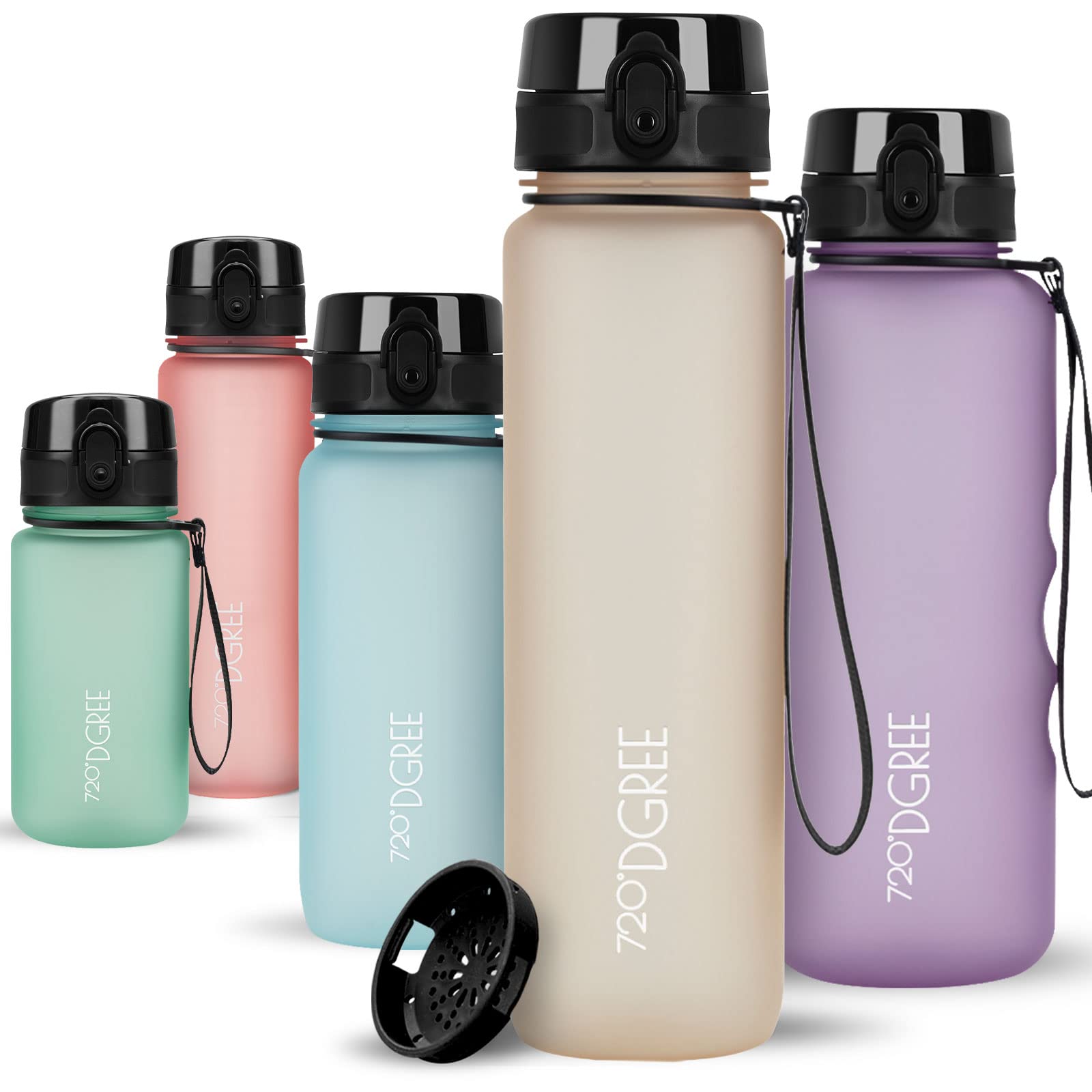 720°DGREE Water Bottle 1l “uberBottle“ softTouch +Sieve - BPA-Free Tritan, Leakproof, Reusable Drinking Bottle - Sports Bottle for Men, Woman, Office, Gym, Fitness, Outdoor, Hiking, Cycling, Travel