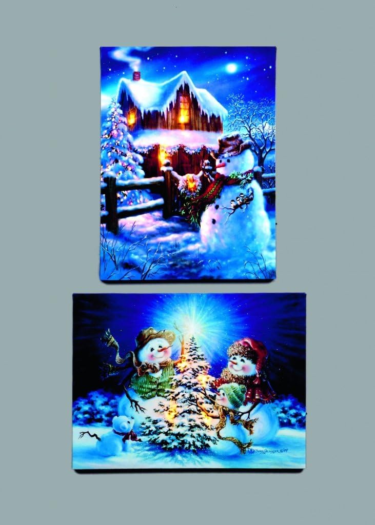 LED Christmas Canvas Scene Battery Operated Light Up Canvas Portrait