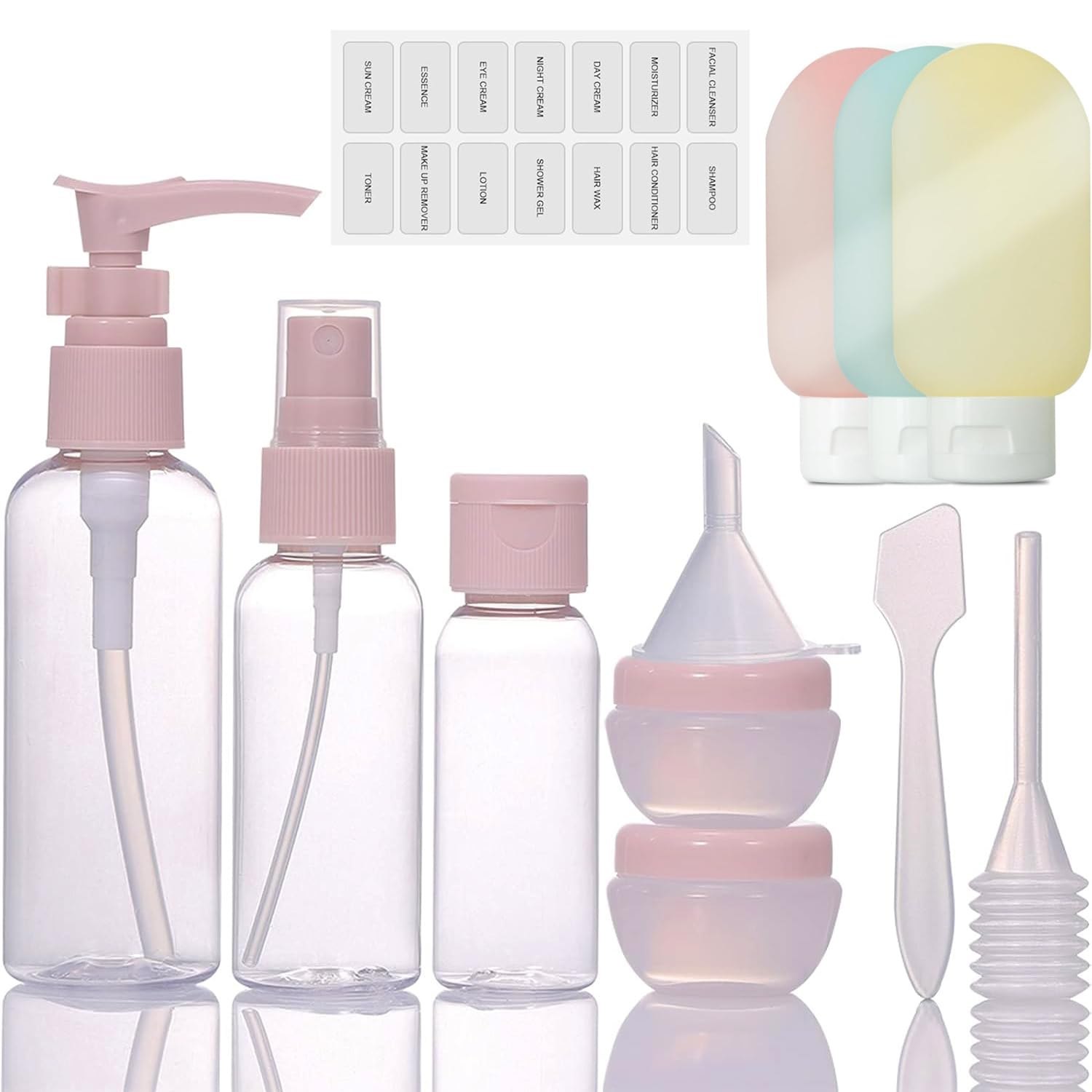 Travel Bottles for Toiletries 11 PCS Travel Containers with Clear Bag Case BPA Free Leak Proof Squeezable Silicone Bottles Kit Accessories for Cosmetic Containers Shampoo Liquids Trips Camping