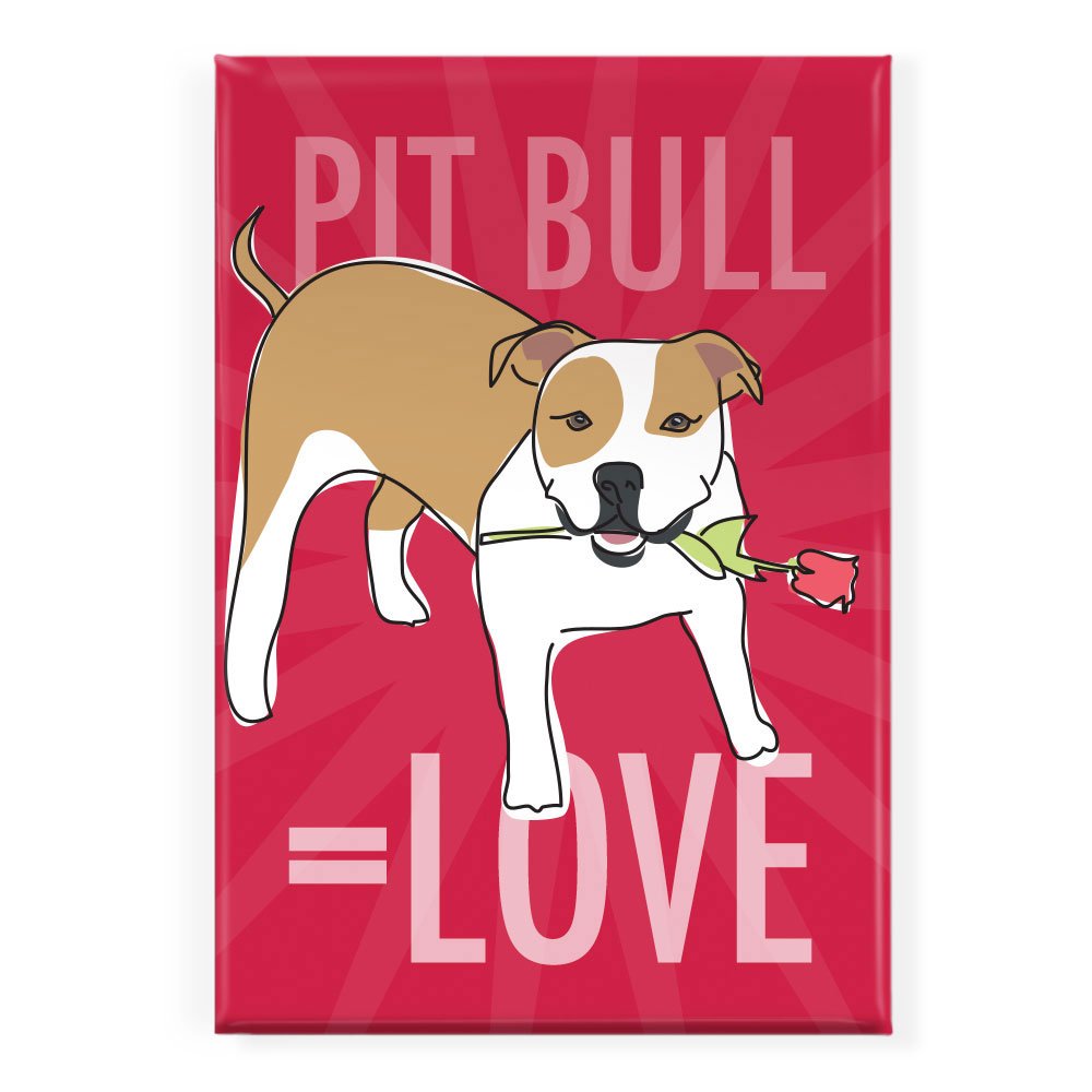 Compra Pop Doggie Pit Bull Equals Love Tan and White Pit Bull imán ...