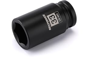 MIXPOWER 6-Point 3/4-Inch Drive Deep Impact Socket- 33mm (Metric), CR-MO, 3/4-inch Drive 6 Point Axle Nut Socket for Easy Removal of Axle Shaft Nuts (33mm)