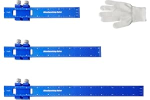 TRAVEANT Metal Slide Rule Set - T-Type Ruler with Inch/Metric Scales (7",9",13") - Woodworking Measuring Tools, Pocket Scribing Ruler, Machinist Square for Marking & Layout