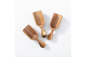 CHEF OLÉ WWW.CHEFOLE.COM Wooden Scoops for Canisters 3PCS Small Wooden Scoop Acacia Wood Scoops for Jars Mini Coffee Scoops for Canisters for Ground Coffee Scoop for Seasoning Bath Salt Laundry Shovel-Multipurpose