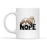 QEENLAMARTSY Nope Lazy Dog Funny Shih Tzu Lover Coffee Mug, Gift For Men, Women, Coffee Cups 11oz