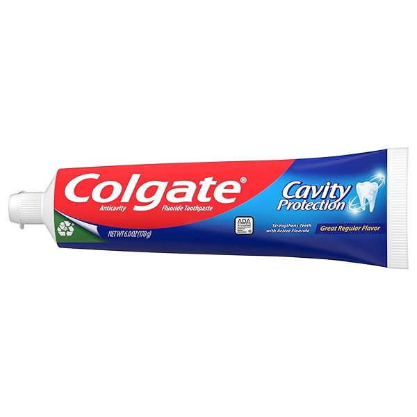 COLGATE CAVITY PROTECTION REGULAR FLUORIDE TOOTHPASTE, WHITE, 6 OZ
