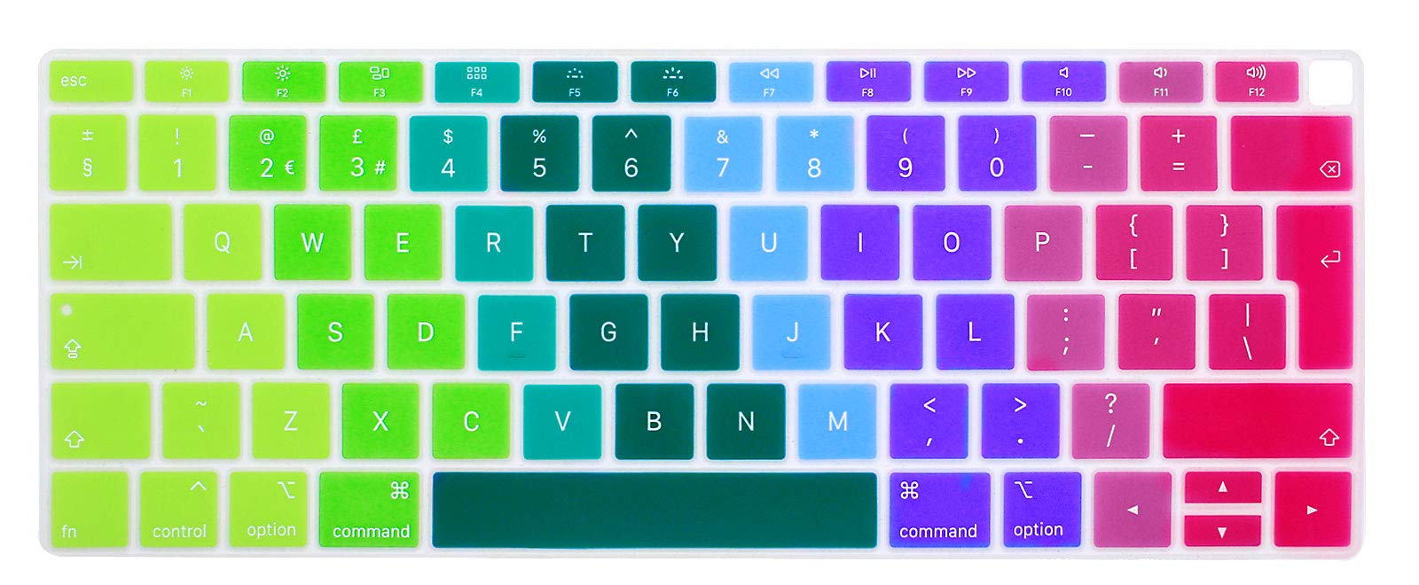 MMDW English Keyboard Cover Compatible with MacBook Air 2018 Release 13.3 inch A1932 with Retina Display and Touch ID Silicone Soft Protector European UK Version-Rainbow