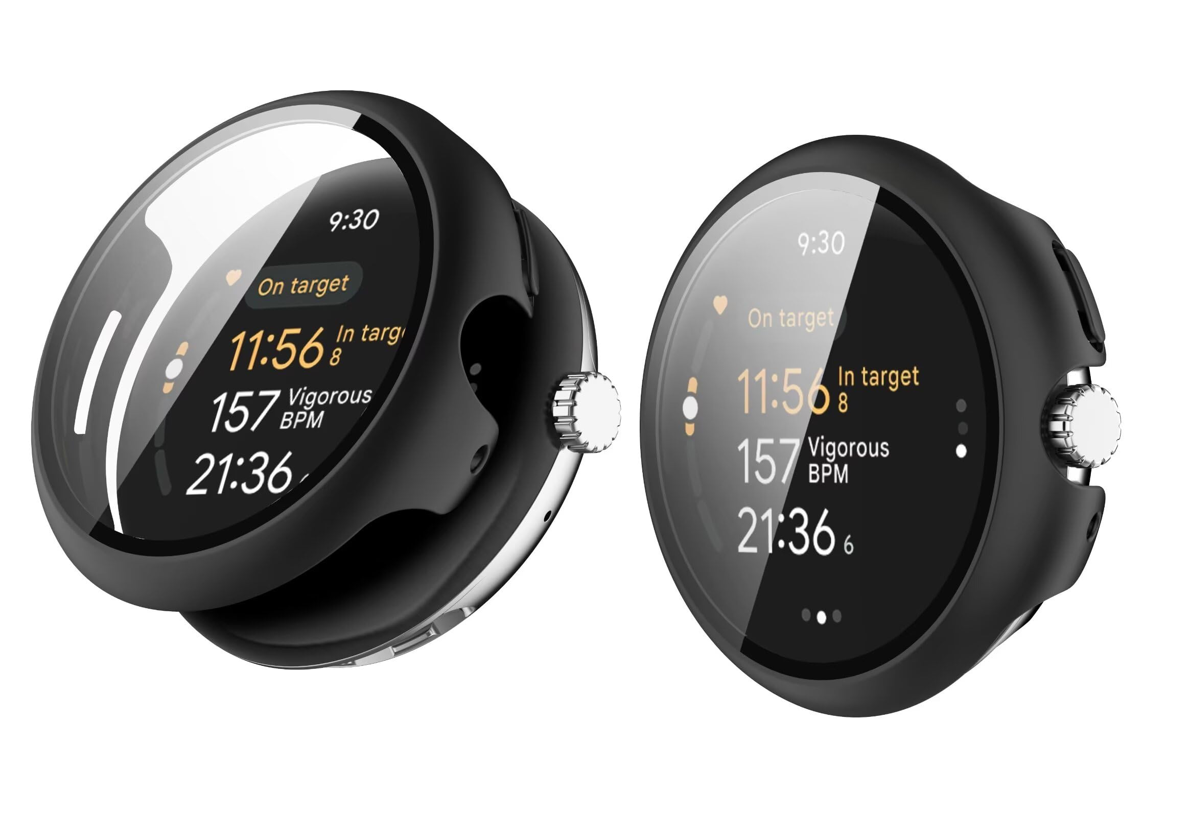 TINGYR 2 Pack Case Compatible with Google Pixel Watch 3 41mm, PC + Tempered Glass to Protect the Screen, Anti/fall, All/Inclusive Watch Case Compatible with Google Pixel Watch 3 41mm.