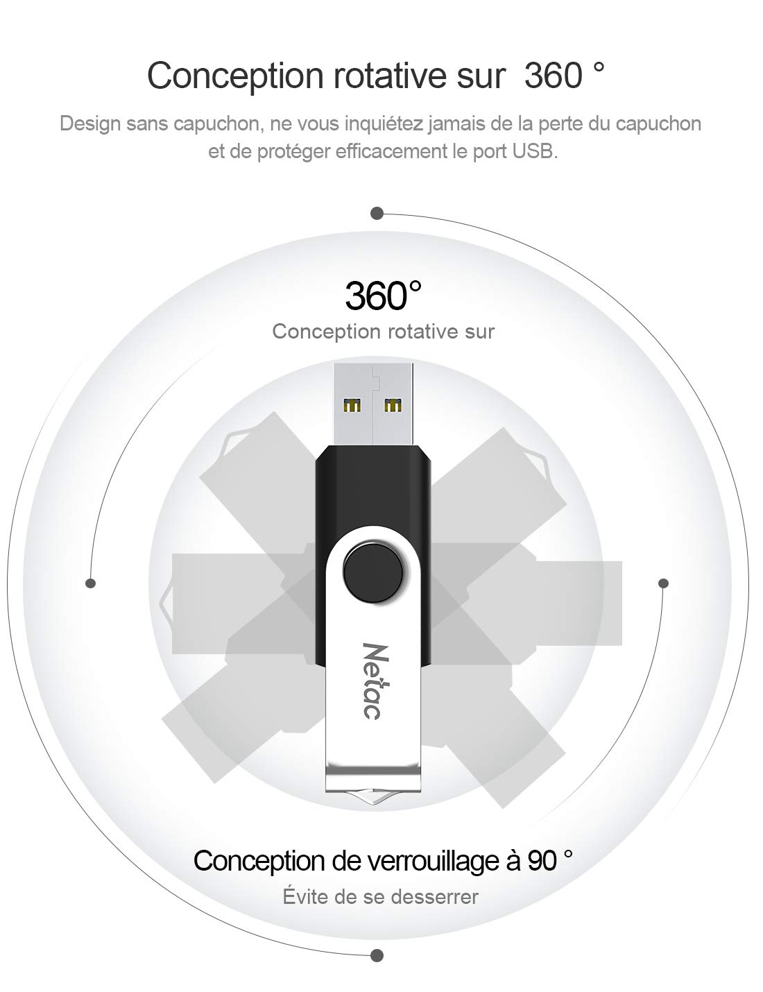Netac Lot de 5 Clé USB 16G, Lecteur USB Flash 2.0 Conception de Rotation, LED Lumineux USB Flash Drive pour Ordinateur Portable/PC/Voiture